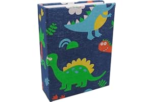 Dankeler Album fotografico per bambini, album fotografico da scaffale 10x15 cm con 100 tasche, libro fotografico con copertina in lino per la famiglia(Dinosauro)