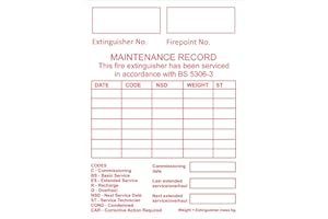 FSSS Ltd PLAIN FIRE EXTINGUISHER PRINTED MAINTENANCE ENGINEER PAPER LABELS COMPLIANT (10)