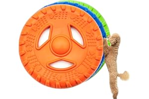 PETOPEDIA 1 x Dog Flying Rings Rubber Flying Saucer Interactive Dog Tug Toy Flying Disc Dogs Toys Lightweight Floating Safe for Teeth Pet Training Toys Outdoor Exercise Toys for Dogs (Orange, Face)
