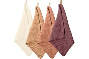 Qianyu Paquete de 4 paños para la cara, paños desmaquillantes, suaves, absorbentes, de muselina, transpirables, reutilizables, para el cuidado de la piel, limpieza diaria, viajes, mujeres, hombres y