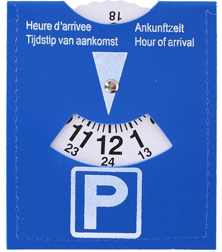 Disque Horaire De Stationnement Bleu - Dimensions 10.9x14.4cm, Plage Horaire 8h-20h, Avec Pochette PVC Adhésive Transparente - 8
