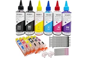 COCADEEX 580XXL Ink Refill Kits Replacement for PGI-580XXL CLI-581XXL, for Pixma TS8100 TS8120 TS8200 TS8220 TS8300 TS8320 TS9100 TS9120 Printer (PGBK BK C M Y PB)