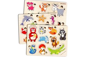 Puzzle dla maluchów dla 1 2 3 lat firmy Quokka-3 drewniane zabawki do wczesnego rozwoju chłopców i dziewcząt w wieku 2-4 lat-gry edukacyjne dla niemowląt do nauki zwierząt-obecnie ręcznie robiony prezent dla dzieci