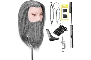 NEVERLAND BEAUTY & HEALTH Cabeza de Peluquero Masculino Neverland 100% Pelo Humano con Barba peluquería Cabeza de muñeca Pelo Humano Cabeza de Ejercicio Cabeza maniquí Cabeza con Abrazadera de Mesa (10 Pulgadas)