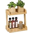 Relaxdays Étagère à Épices Bambou 2 Niveaux – Support Condiments Naturel Et Compact Pour Plan De Travail – 25 X 25 X 7 Cm