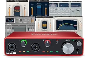 Focusrite - Interfaccia audio USB Scarlett 4i4 (3a generazione) con waves Musicians 2 e iZotope Mobius Filter Bundle