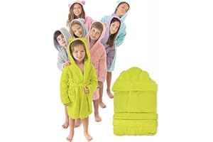 LEBENGOOD - Peignoir de bain enfant, et Robe de Chambre: Fille et Garçon - 100% coton OEKO-TEX®. - 2 poches, ceinture, Capuche avec Oreilles, en peluche très doux