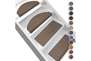 Floordirekt London - Tappetini per gradini, di Forma semicircolare o Rettangolare, Resistenti e Facili da Pulire, per Interni (Colore: Marrone Chiaro, di Forma Rettangolare, 23,5 x 65 cm)