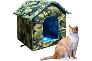 TOPOLOAR Katzenhaus mit wasserdichtem Segeltuchdach, Vier Jahreszeiten Winddichte Faltbare kleine Hundenest Zeltkabine Regensicherer Kätzchenhaus Schutz Bett für Katze kleines Haustier Innen im Freien