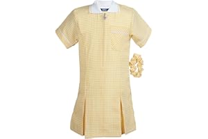 Ayra - Girl's School Uniform Pleated Gingham Summer Dress with Hair Bobble (Scrunchie)
