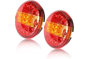 Qiping 2 Pcs Luces de Redonda Remolque LED 12V 24V Luz de Trasera impermeable para Coche Caravana Tractor Camión - Certificación E11