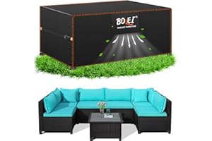 BOLEi Pokrowiec na meble ogrodowe, odporny na zimę, z otworami wentylacyjnymi, tkanina Oxford 420D, wodoszczelna, odporna na deszcz, wiatroszczelna, pokrowiec ochronny na meble rattanowe