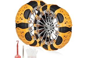 DBREAKS Cadenas Coche Nieve Universales, 6 Piezas Cadenas de Nieve para Coche, 165-275MM Cadenas Antideslizantes Rueda de Neumático, Cadenas De Seguridad Universales Para Automóviles(Amarillo)