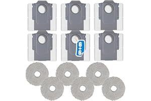 LOOHAOC Ensemble de 12 Accessoires pour Aspirateurs Robots Roborock Q Revo/Qrevo S/Qrevo Master/Qrevo Curve/Qrevo MaxV/QV 35A/QV 35S/Qrevo Pro/Qrevo Slim/Qrevo Plus, Avec 6 Sacs À Poussière Et 6 Serpillères