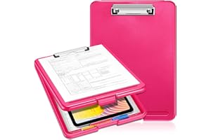 SITHON Planchettes à pince A4 avec rangement, Léger Porte Document A4, Presse-papiers Dossier pour Infirmière Médecin Enseignants Étudiants Coach de vente Conférence de bureau d'école, (Rose rouge)