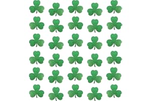 UNIIDECO 60 PCS Shamrock Cutouts, St. Patrick's Day Green Glitter Shamrock Foam Clover Paper Cutout Decorations for St.Patrick's Day Bulletin Board Home School Classroom Office