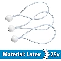 perdix 25 Stk Spanngummi mit Kugel, 19 cm, weiß für Banner,Planen,Zelte |Expanderschlinge|Gummispanner|Planenspanner…