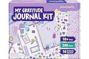 jackinthebox Gratitude Journal Kit for Girls Ages 8-12, 242 pcs, Scrapbooking Journaling Set for Teen & Tween Girls,10 Fun Gratitude Exercises, Journal Art & Craft Kit for Girls 8 9 10 11 12