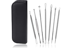 QIMEI-SHOP Rimozione Punti Neri Professionali Estrattore di Acne Acciaio Inox Blackhead Remover Kit Comedone Rimozione Strumenti per Uomini Donne 7 Pezzi