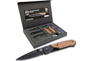 CUTLAB Kit Couteau Pliant à Monter Soi-Même CT44 - CONÇU en FRANCE - Bois d’Acacia & Lame Acier Inox - DIY - Idée de Cadeau Originale - Difficulté d’assemblage 2/5