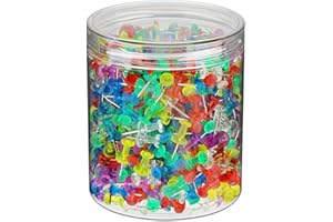 OKVGO 600 sztuk pinezki z plastikowymi głowicami i stalowymi punktami kciuki do mapy korkowa tablica informacyjna przezroczysta wielokolorowa