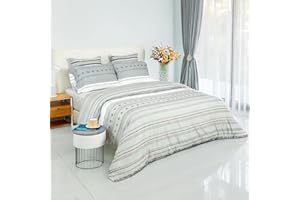 Etrexonline Juego de Funda Nórdica 4 Piezas para Cama 135 - Funda Edredón 220x220cm, Sábana Bajera 135x200cm, 2 Fundas de Almohadas 50x75cm - Microfibra Suave y Transpirable - Líneas Suaves