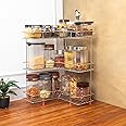 DIVI HOME NEEDS Divi Homes L-Shaped 3-Tier Corner Kitchen Rack | Stainless Steel Organizer For Jars & Containers | Anti-Slip Feet For Stability | Perfect For Pantry, Countertops & Small Kitchens