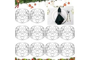 SEASBOES Lot De 10 Ronds De Serviette En MéTal Creux, 3 X 4,5 CM Ronds Et Porte-Serviettes Pour Thanksgiving Party, FêTe De Mariage, DéCoration De Table à Manger
