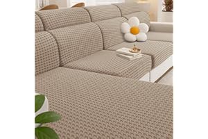 YSTELLAA Funda Asiento Sofa, Funda Cojin Sofa Ajustable, Impermeable Funda Sofa Cojin Separado, Fundas De Cojín Elástico, Fundas De Asientos Sofá (1 Asiento*2+Chaise Longue, Caqui)