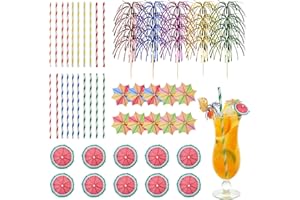 BOULESENM 60 Piezas Sombrillas de Cócteles,Decoración de Cócteles,Cupcake Toppers,Pajitas para Bebida Cocteles,Decoracion Fiesta Hawaiana para Verano,Fiestas,Playa,Bodas,Bares,Bebidas