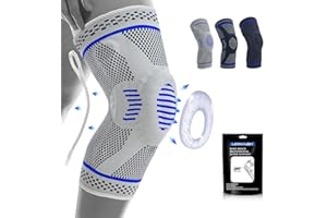 LEXNIUSH Professional Knee Support for Men/Women, Anti Slip Knee Brace Compression Sleeve with Patella Gel Pads & Side Stabilizers for Arthritis,Knee Pain,Meniscus Tear,ACL,Running,Sports,Joint Pain Relief