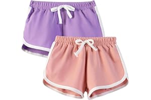 JinBei Pantaloncini Bambina, 2-Pack Ragazze Casual Pantaloni Estivi Sportivi Allentato Pantaloncini Corti Attivi Fitness Corrono Ballano Ciclismo Sport Abbigliamento Bambini Shorts 4-14 Anni