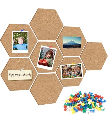 SUNGIFT Kork-Pinnwand Set – 6 Rahmenlose Fliesen (43,2 X 20,3 Cm), Selbstklebend, Inkl. 50 Pinnnadeln