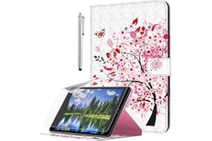 GLANDOTU Étui de protection pour tablette Lenovo Tab M10 FHD Plus 2020 (10,3 pouces) avec film de protection d'écran et stylet - 3D peint en cuir synthétique - Étui de protection tb-x606f (arbre)