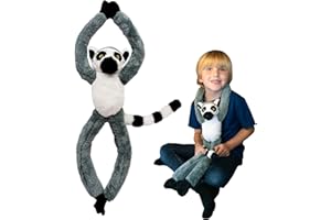 Deluxebase EcoBuddiez Tree Huggers – pierścień ogoniasty lemur z 72 cm wisząca miękka zabawka wykonana z plastikowych butelek pochodzących z recyklingu. Ekologiczna miękka i przytulanka pluszowa