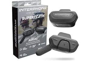 INTERPHONE AERIAL Singolo per una persona, Interfono bici per la comunicazione fra 2 ciclisti fino a 300mt, Interfono casco bicicletta con Bluetooth per GPS, Impermeabile e con filtro anti-vento