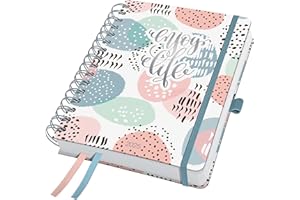 SIGEL J5602 Jolie Agenda de espira 2025, Rose Inspiration, 120 g/m², 16,8 x 21,5 cm, tapa dura, 240 páginas, rosa, gris, menta