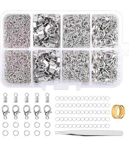 Coil Spring Crimp Ends Beads Lobster Clasps Extension Chain Necklace Leather Cords Rope End Caps String