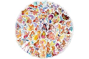 CANVERLENS Autocollants de Winx 60 pièces pour bouteilles d'eau ordinateur portable planche à roulettes, cadeau d'autocollant mignon pour enfants adolescents étanche