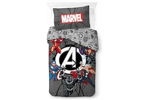 Character World Disney Offizielles Marvel Avengers Einzelbettwäsche-Set für Kinder | wendbare zweiseitige Bettwäsche inklusive passendem Kissenbezug | Charge Design Brands Einzelbett-Set