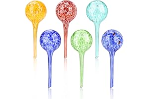 Aceshop Plant Watering Globes 6pcs Automatic Glass Watering Bulbs Glass Ball Planter Self-Watering Device Plant Waterer System Garden Pot Waterers for Indoor and Outdoor Vacation (15 x 6cm, 100ml)