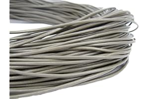 esnado Cordon en cuir rond 2 mm Gris 5 m