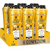 Schwarzkopf Gliss Oil Nutritive Shampoo Nutriente, 6 confezioni da 250ml, Shampoo nutriente arricchito con Omega 9 e Olio di 