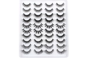 Oreola Sztuczne rzęsy, aksamitne, puszyste sztuczne rzęsy, 20 sztuk, 5 rodzajów mieszanych, grube rzęsy z kotami, naturalne sztuczne rzęsy do przedłużenia długości