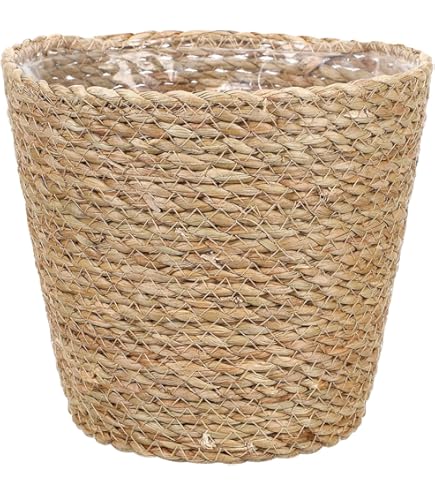 KMERCE 3Pcs Caches Pot Plante Osier, Panier à Plantes D'Intérieur Bohème, Pots De Fleurs Jardin Décoratif Seagrass, Panier De Rangement, Diametre 12cm, 17cm, 23cm