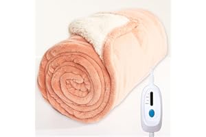 JET'S HOME Heizdecke mit Abschaltautomatik 130 x 180cm-Elektrische Wärmedecke Bett 4 Heizstufen Up-to-8 Stunden Auto-Off-Timer Überhitzungsschutz, Kuscheldeckefür Home & Office Waschbar - orange