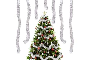 AITSITE Ghirlanda Albero di Natale, 20M/Pacchetto di 10 Argento Ghirlanda di Natale Tinsel Festone Natalizio Decorazione Albero di Natale Festa del Giardino per Casa Interni ed Esterni Fai da Te