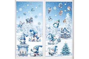 Joyoldelf Pegatinas Navidad Ventanas 116 Pcs- Adornos Bonitas Vinilos Navidad, 3D Adornos de Navideños Doble Cara Para Ventanas, Christmas Decoración Escaparates Reutilizable,Gnomo,Copo de Nieve