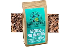 TERRE D'AUGUSTE LA TERRE DU PATRIARCHE DEPUIS 1920 Terre d’Auguste - Ecorces de Pin Maritime Décoratives 6L - Substrat Orchidée et Plantes d'Intérieur - 10/20MM - Contre Le Gel et la Pousse des Mauvaises Herbes.