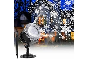 Carastek Świąteczny projektor do płatków śniegu, Dynamiczny Płatek śniegu Opady śniegu Lampa projekcyjna LED Regulowane oświetlenie krajobrazu na Boże Narodzenie Xmas Holiday Party